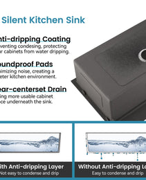 Stainless Steel Kitchen Sink, Single Bowl, Undermount Handmade Sink In Brushed Nickel, With US Standard Drain And Hook, LS-SSBR06