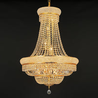Gold Crystal Chandeliers for Dining Room，12-Lights D22 Inch
