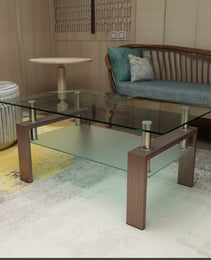 Rectangle Glass Coffee Table, Clear Coffee Table, Modern Side Center Tables For Living Room, Living Room Furniture