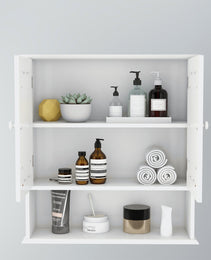 Bathroom Wall Cabinet With Double Mirror Doors And Shelves