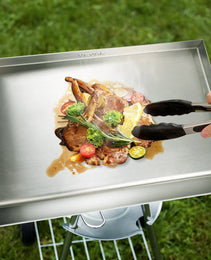 Stove Top Griddle, 23.5"x16" Pre-Seasoned Stainless Steel Griddle, Rectangular Double Burner Griddle Pan, Non-Stick Family Pan Cookware With Handles And Oil Groove, For BBQ, Gas Grills, Silver