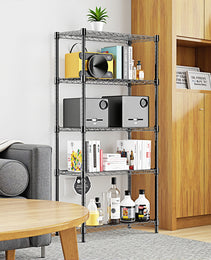 1250 Lbs Steel Heavy Duty 5-Tier Utility Shelving Unit Steel Organizer Wire Rack For Home,Kitchen,Office,Black  13.8  D X 23.6  W X 62.4  H