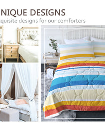 3pcs Soft And Comfortable Bedding Comforter Set Items With Rainbow Stripes, Including One Comforter Set And Two Pillowcases, Suitable For All Seasons
