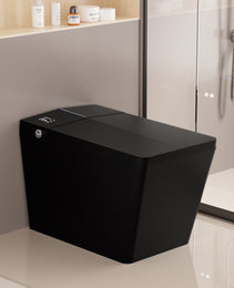 Square Smart Toilet with Built-in Tank – Luxury Bidet Toilet with Remote Control, Heated Seat, Auto Flush & LED Display (Matte Black)