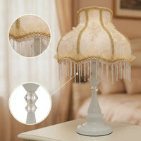 Fringe Table Lamp Ornate Table Lamp with Textile Shade Corded Elegant for Girls, Bedroom, Reading Corner