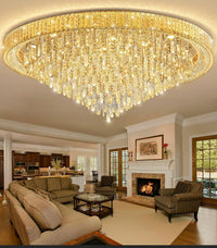 23.6" Modern Crystal Chandeliers LED Dimmable Flush Mount Ceiling Chandeliers for Living Room Entrance Foyer Bedroom Silver