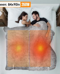 1Pc Electric Heated King Size Fleece Heated Blanket With Dual Controller 10 Heating Levels 10 Hours Auto Off Machine Washable For Home Office Usage 90x100in
