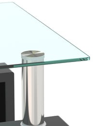 1-Piece Modern Tempered Glass Tea Table Coffee Table End Table, Square Table For Living Room, Transparent Black