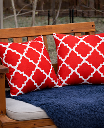 2 Pack Outdoor Throw Pillows, Waterproof & Fade-Resistant Patio Cushions For Garden, Porch, Poolside Furniture - Soft & Comfortable Decorative Pillow Covers 18x18 Inch, Plaid Red