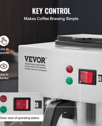 3-Station Commercial Coffee Brewer – 6-Minute Rapid Brew with 3 Warming Plates & 3 Carafes
