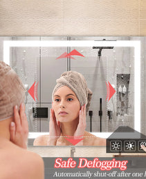 48  X 36  LED Bathroom Mirror With Anti-Fog And Touch Sensor -Modern Frameless Lighted Wall Mirror For Bathroom Vanity, Shower Room, Or Dressing Area