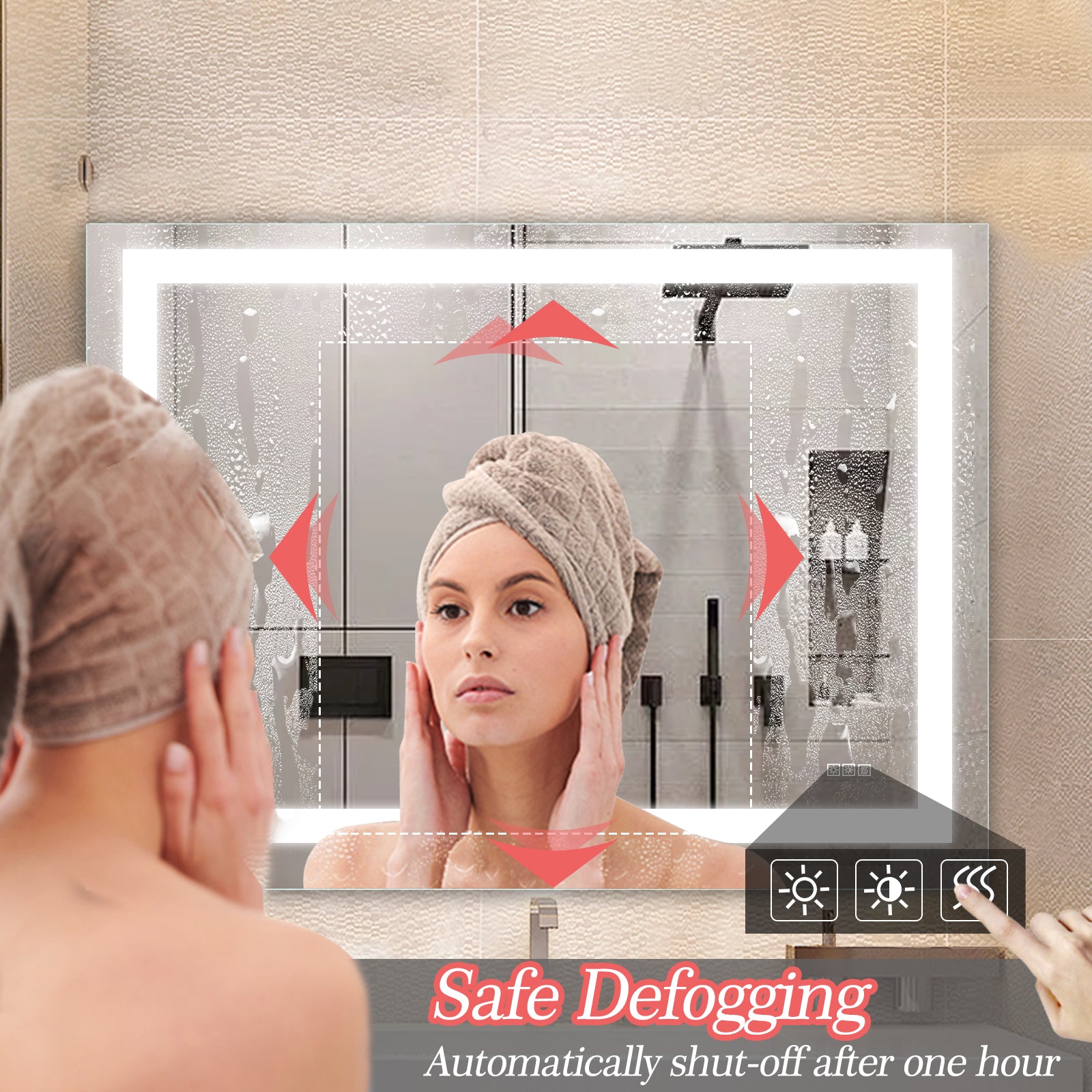 48  X 36  LED Bathroom Mirror With Anti-Fog And Touch Sensor -Modern Frameless Lighted Wall Mirror For Bathroom Vanity, Shower Room, Or Dressing Area