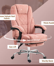 Massage Office Chair, Heated Reclining Computer Chair with Adjustable Height and Footrest, Pink