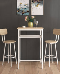 Bar Table, Equipped With 2 Bar Stools , With Backrest And Partition Beige