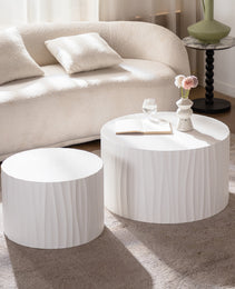 Nesting Coffee Table Set Of 2 Round Wooden Coffee Tables Circle Modern Table For Living Room Bedroom Accent End Side Table