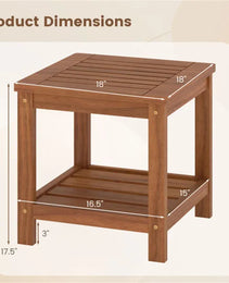Versatile 2-Tier Wooden Side Table, Easy Assembly Nightstand For Garden Living Room Poolside