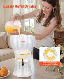 Drink Dispenser 3.4 Gal Beverage Dispenser For Parties Plastic With Spigot