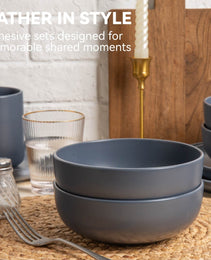 12-Piece Stoneware Dinnerware Sets With Mugs  Microwave  Dishwasher Safe  Non-Toxic Dinner Plates Bowls Set Stackable Matte Glaze Kitchenware For 3