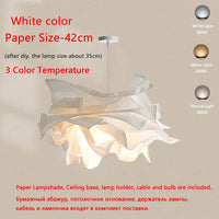 Minimalist Paper Chandelier Lighting Home Indoor Bedroom Living Room Pendant Hanging Lamps DIY White Suspension Light E27 Led