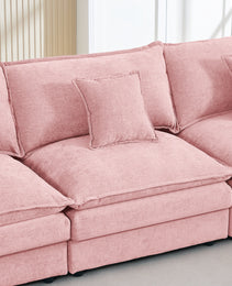 Modular Sectional Sofa, 102 Inch L Shaped Couch Set For Living Room, 3-Seater Comfy Cloud Couches With Movable Ottoman, DIY Combination, Chenille,