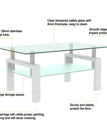 White Coffee Table, Clear Coffee Table, Modern Side Center Tables For Living Room, Living Room Furniture