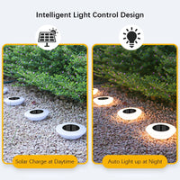 1/4 PCS Solar Ground Lights, Cool White/Warm , IP65 Waterproof Outdoor LED Buried Lights for Garden Pathway Lawn