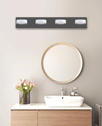29in  Modern 4-Light LED Vanity Light, Sleek Black Bathroom Wall Light Fixture For Mirror, Shower, And Bathroom Decor