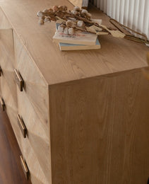 9 Drawers Dresser, Modern Dressers & Chests Of Drawers, TV Stand,Light Wood Dresser For Bedroom,Living Room,Hallway