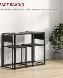 3-Piece Dining Room Set, Industrial Kitchen Table Set With Rectangular Table And 2 Dining Chairs, Black