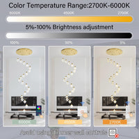 20-Light Modern Chandelier for Foyer Crystal Chandeliers for Living Room Gold Pendant Light Fixture Staircase Chandelier for High Ceilings Dimmable LED Hanging Light with Remote