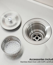 Stainless Steel Kitchen Sink, Single Bowl, Undermount Handmade Sink In Brushed Nickel, With US Standard Drain And Hook, LS-SSBR06