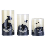 3 Pack Halloween Flameless Candle Lamp With Timer Setting Battery Operated Warm Orange Light Candles For Halloween Party Decoration - CJDS - FC