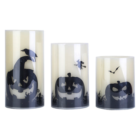 3 Pack Halloween Flameless Candle Lamp With Timer Setting Battery Operated Warm Orange Light Candles For Halloween Party Decoration - CJDS - FC