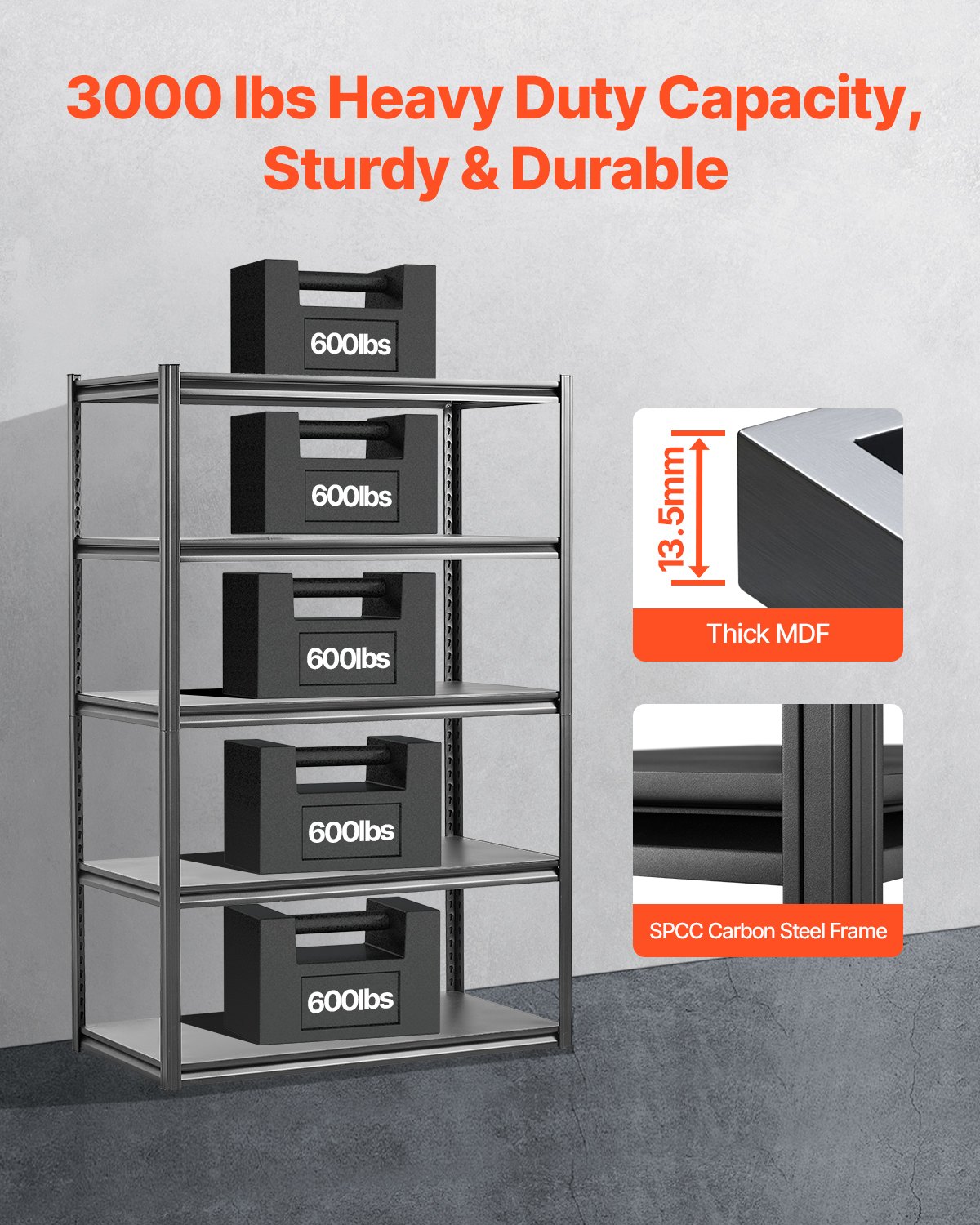 Storage Shelves 24 D X 48 W X 72 H 5-tier Garage Storage Shelving