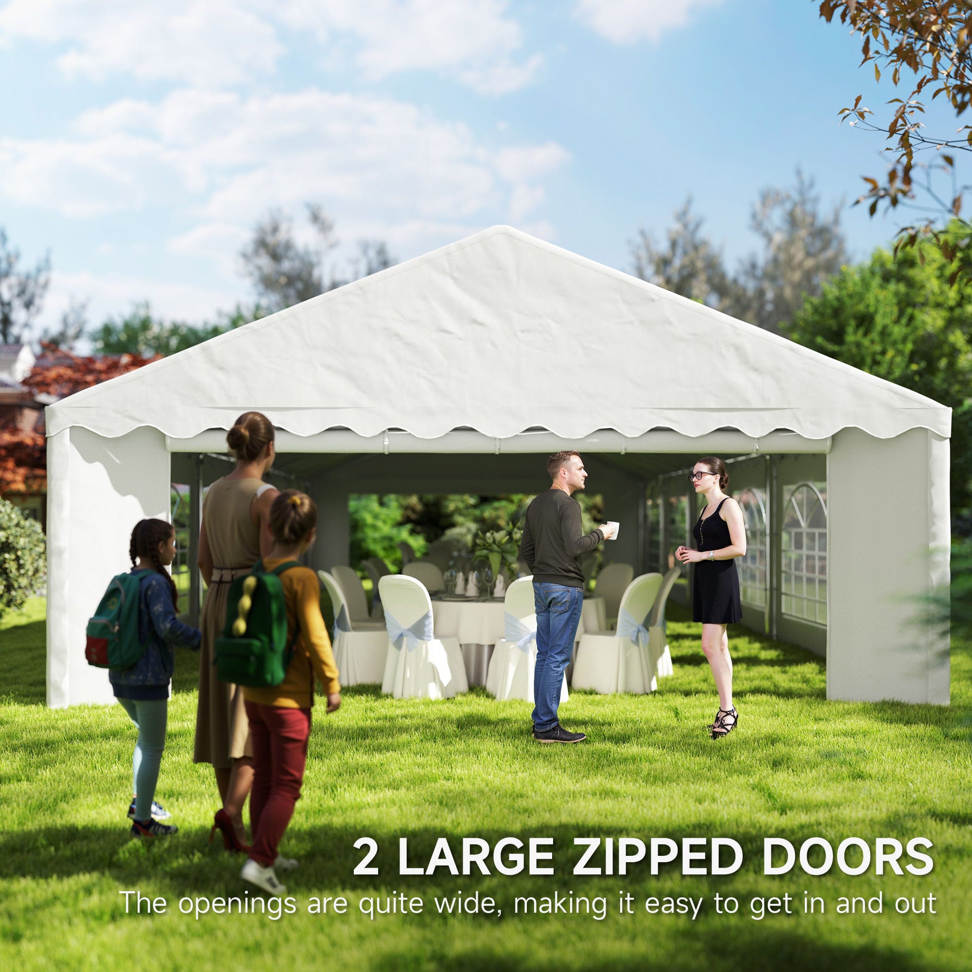 20’ x 40’ Party Tent, Outdoor Canopy Tent with Removable Sidewalls, 12 Windows for Parties, Wedding, Events, BBQ, White