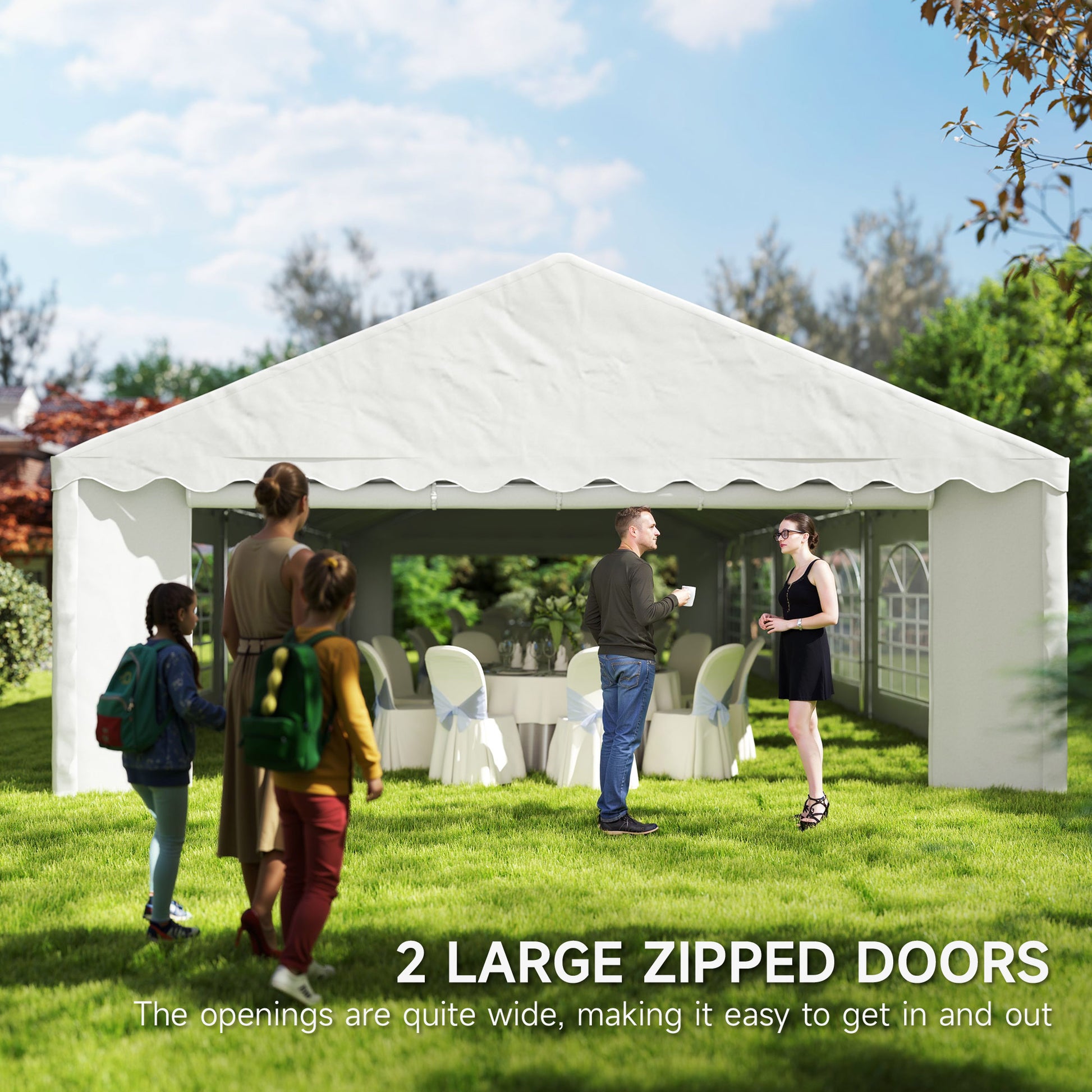 20’ x 40’ Party Tent, Outdoor Canopy Tent with Removable Sidewalls, 12 Windows for Parties, Wedding, Events, BBQ, White