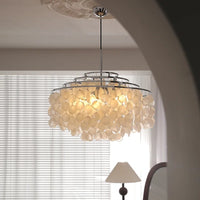 French Romantic Shell Pendant Italian Designer Milk Oil Style Bedroom Suspension Light Luxury Wind Chime Restaurant Hanging Lamp