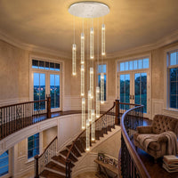 35-Light Long Large Modern Led Crystal Chandeliers Modern Spiral Chandeliers High Ceilings Chandelier for Staircase Foyer Chrome