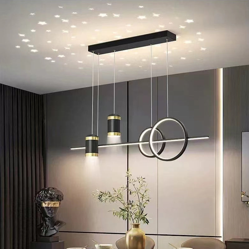 Elissa 90W Black Tri-Color Modern Iron LED Indoor Chandelier