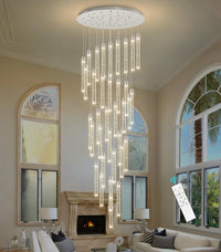 35-Light Long Large Modern Led Crystal Chandeliers Modern Spiral Chandeliers High Ceilings Chandelier for Staircase Foyer Chrome
