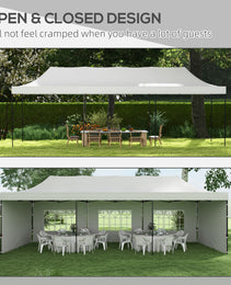 9.5' x 28' Pop Up Canopy Tent, Instant Tent for Parties, Height Adjustable, with Carry Bag and Sand Bags