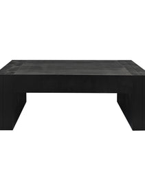 Modern Black Solid Wood Coffee Table, 49in Rectangular Coffee Table For Living Room, Farmhouse & Contemporary Decor