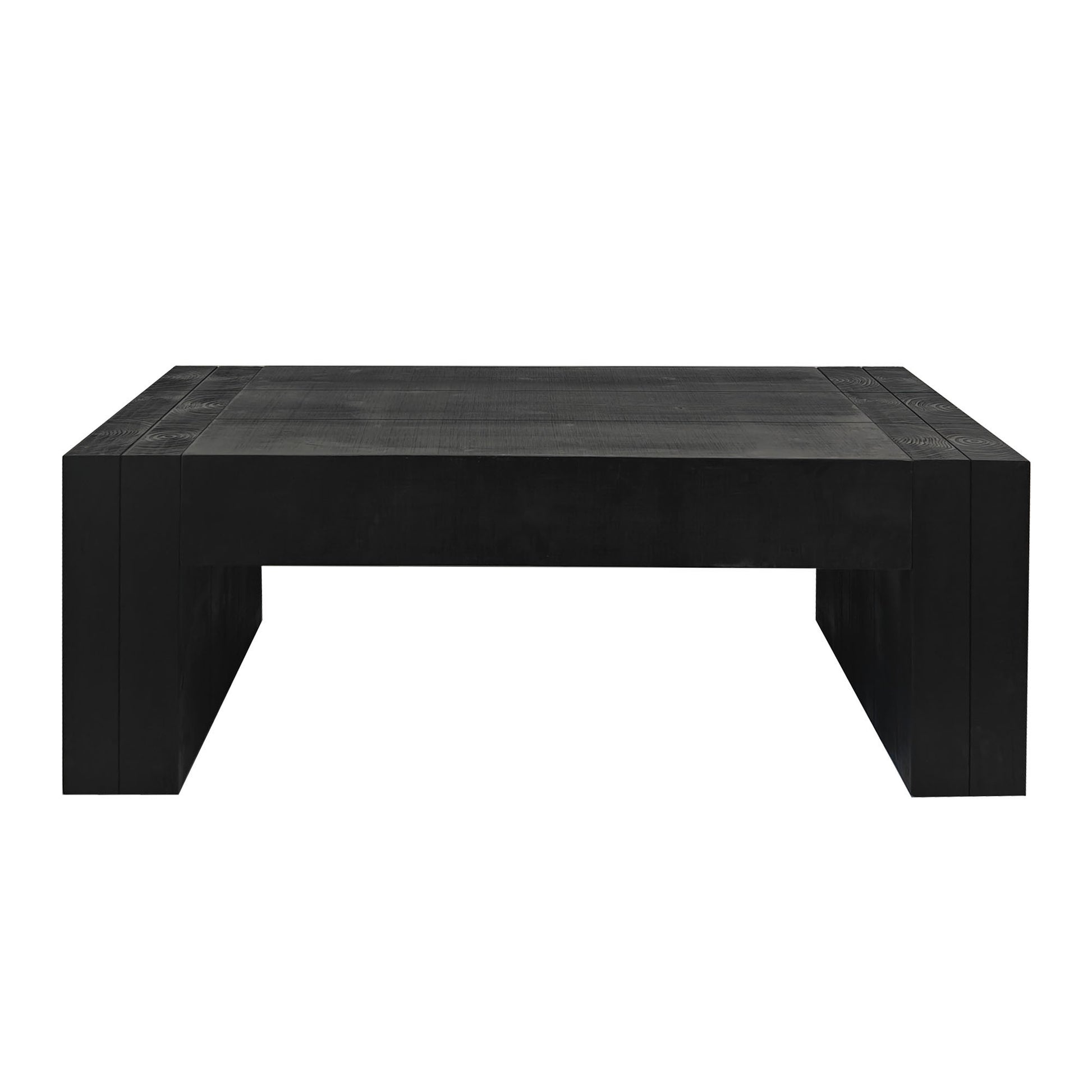 Modern Black Solid Wood Coffee Table, 49in Rectangular Coffee Table For Living Room, Farmhouse & Contemporary Decor