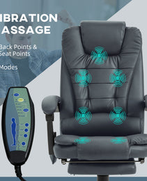 7-Point Vibrating Massage Office Chair High Back Massaging Office Desk Chair with Lumbar Support, Footrest, Blue
