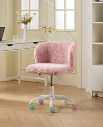 A&A Furniture Office Chair,Artificial Rabbit Hair Home Office Chair With Metal Base,Adjustable Desk Chair Swivel Office Chair,Vanity