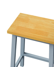 K&K Solid Wood Bar Stools  Not Cheap Iron , 25.6  Tall Set Of 2 Bar Chairs, Kitchen Counter Stools With Footrests, Farmhouse Stools For Dining Room, Kitchen, Counter, Grey Blue