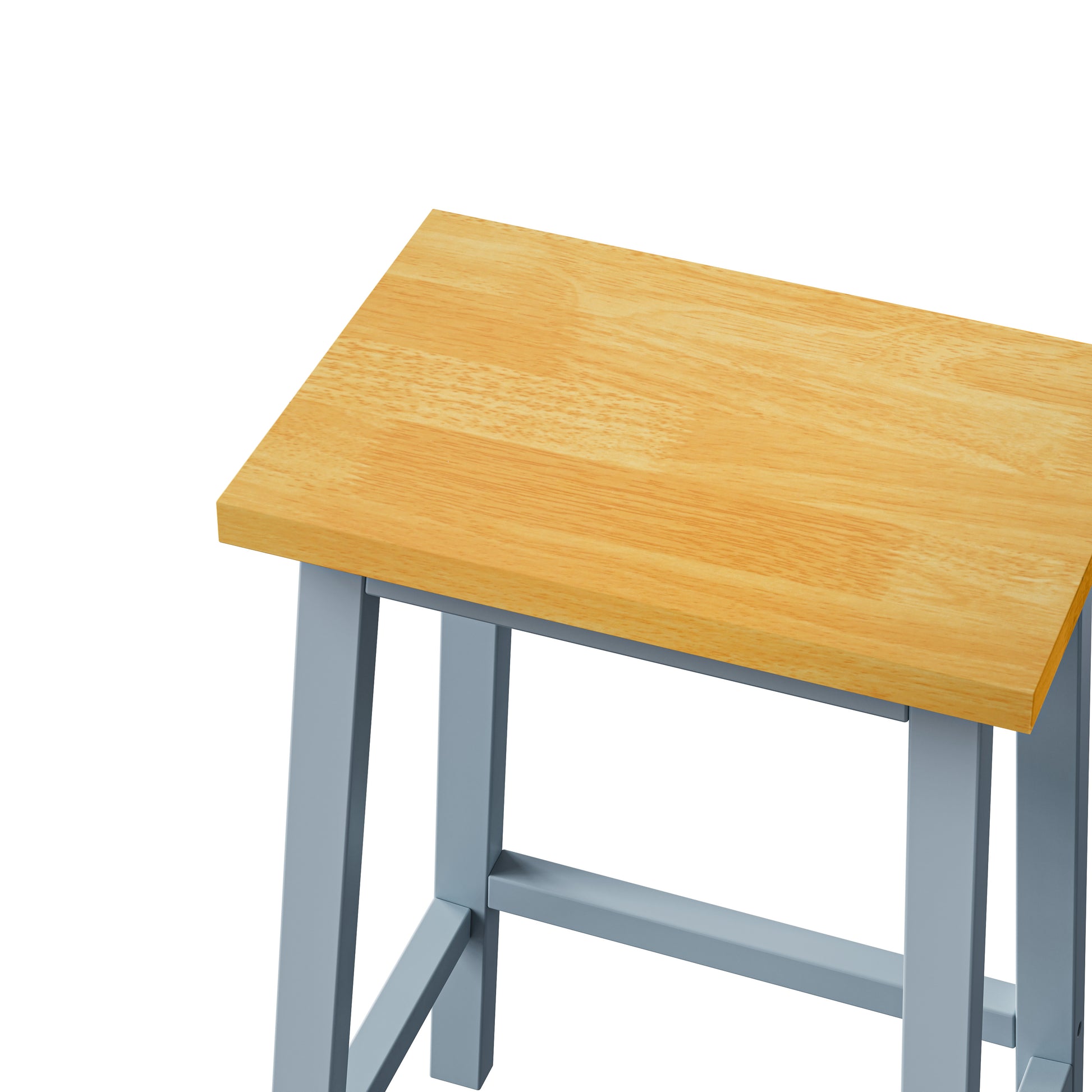 K&K Solid Wood Bar Stools  Not Cheap Iron , 25.6  Tall Set Of 2 Bar Chairs, Kitchen Counter Stools With Footrests, Farmhouse Stools For Dining Room, Kitchen, Counter, Grey Blue