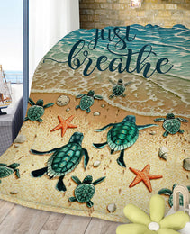 Tropical Baby Sea Turtle Flannel Fleece Blanket 3D Ocean Waves Flannel Soft Plush Throw Blanket Cozy Blankets For Bed Chair Car Sofa Couch Bedroom 75x100cm 130x150cm