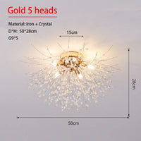 Dandelion Crystal Chandelier Nordic Modern Living Room Dining Room Bedroom Ceiling Light Room Light Fireball Decorative Light