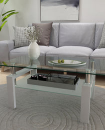 White Coffee Table, Clear Coffee Table, Modern Side Center Tables For Living Room, Living Room Furniture